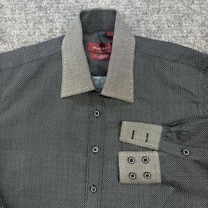 England Mars Shirt Men Large Black Patterned Slim Fit Cotton